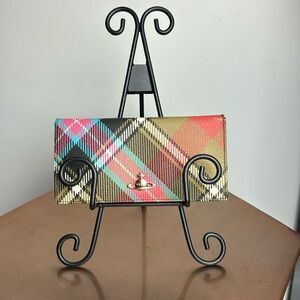 Vivienne Westwood leather plaid print long wallet